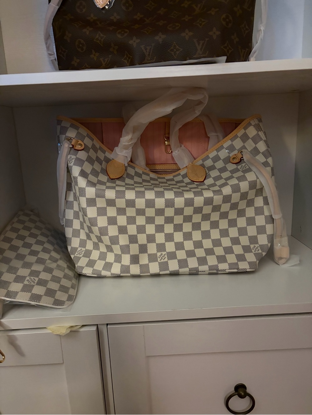 Women’s Pink Tote Bag with Cream Trim - Picture 3 of 4